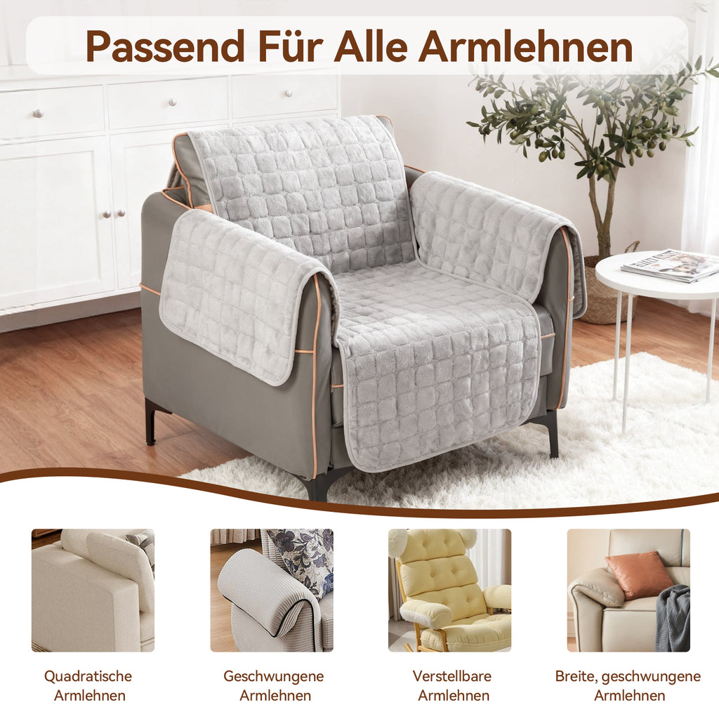 Premium Plüsch-Sesselschoner für Relaxsessel – Rutschfeste Auflage mit Armlehnen-Schutz, Kratzfest & Waschbar