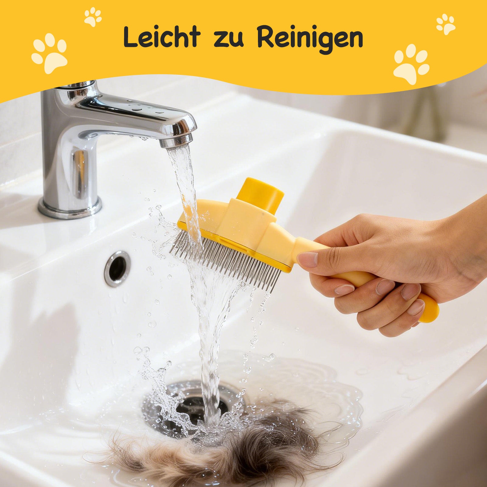 Fellblitz Profi-Tierhaarbürste (Grün, Größe L) – Selbstreinigende Unterfellbürste mit Edelstahlzinken für Katzen & Hunde