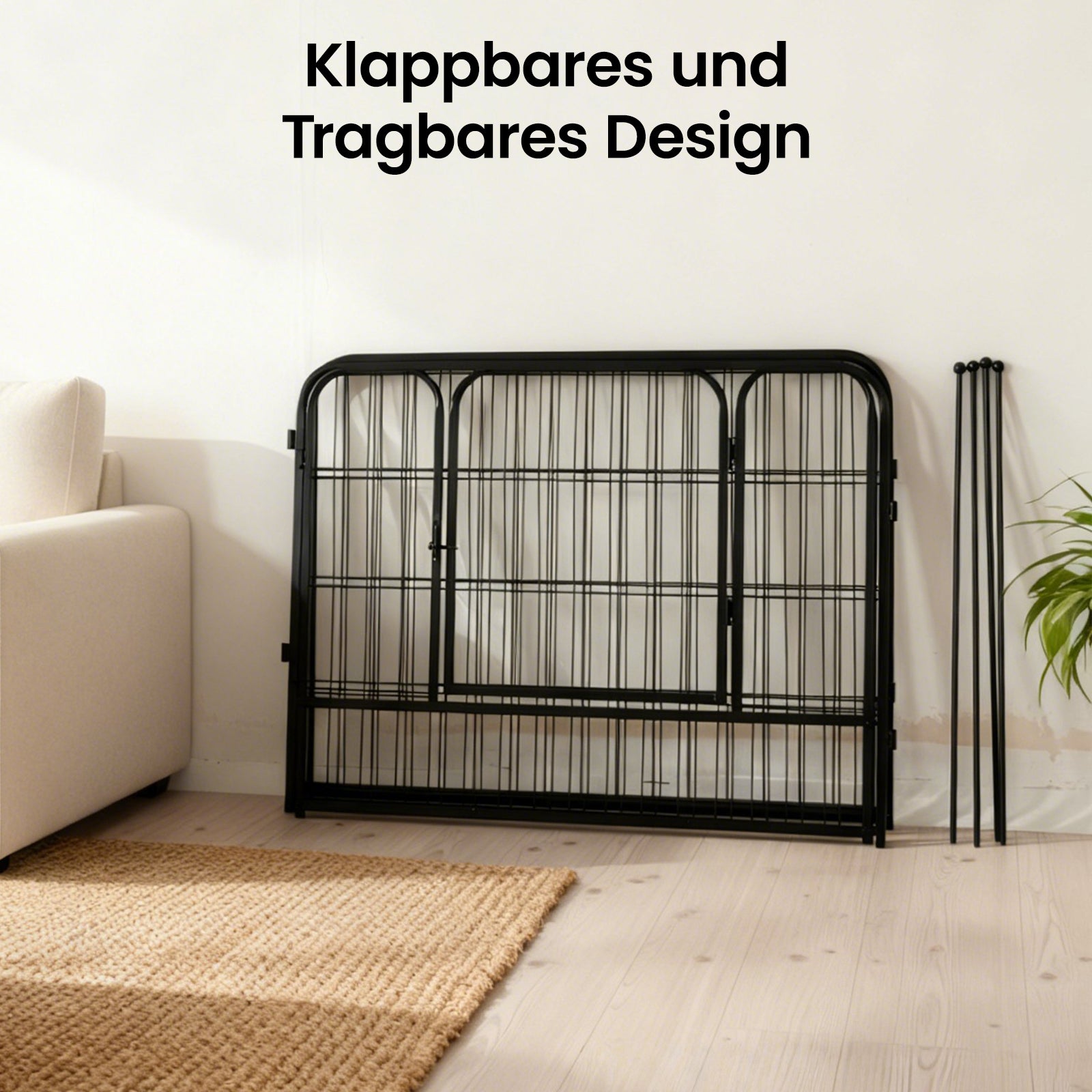 Flexibler Welpenauslauf „SafeGuard“ (14-teilig) – Robuster Hundelaufstall mit Einhand-Sicherheitsschloss & Anti-Rutsch-System