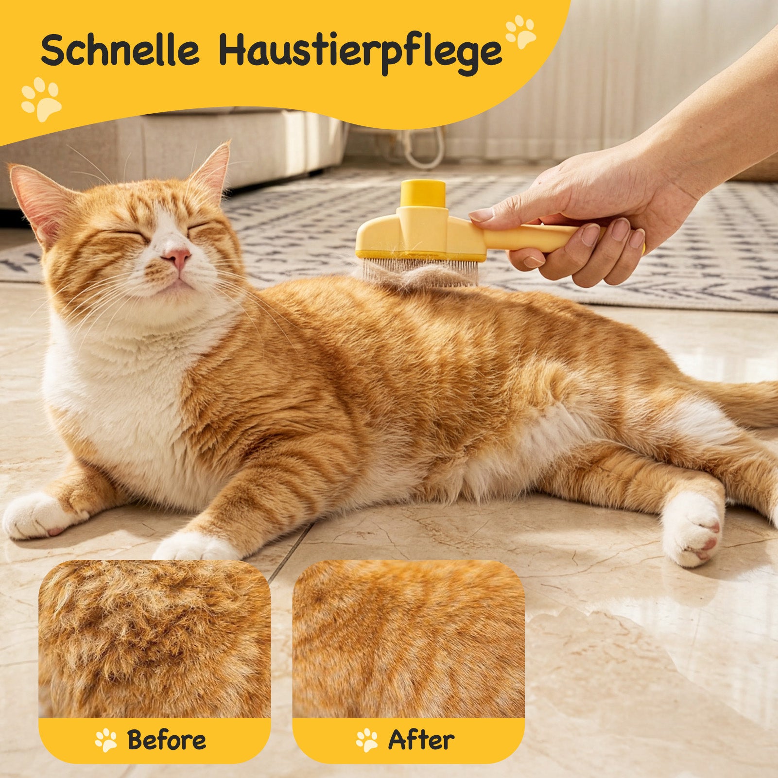 Fellblitz Profi-Tierhaarbürste (Grün, Größe L) – Selbstreinigende Unterfellbürste mit Edelstahlzinken für Katzen & Hunde