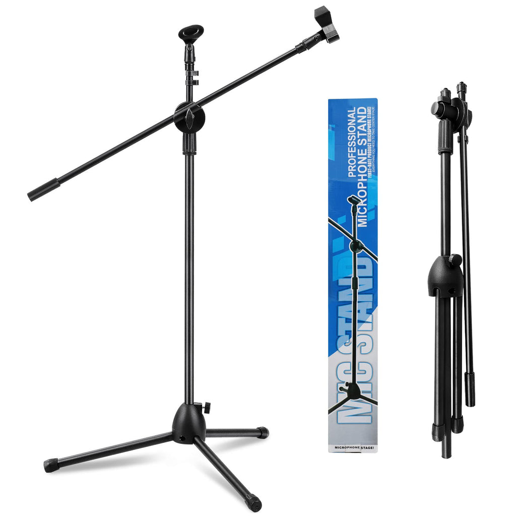 Profi Mikrofonständer (73–175 cm) – Höhenverstellbares Stativ mit 2 Mikrofonklemmen & stabilem Dreibeinfuß für Studio & Bühne