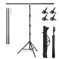 Kompakter T-Form Hintergrundständer (2 x 1,5 m) – Mobiles Fotostativ inkl. 3 Power-Clips für Porträts, Streaming & Videostudio