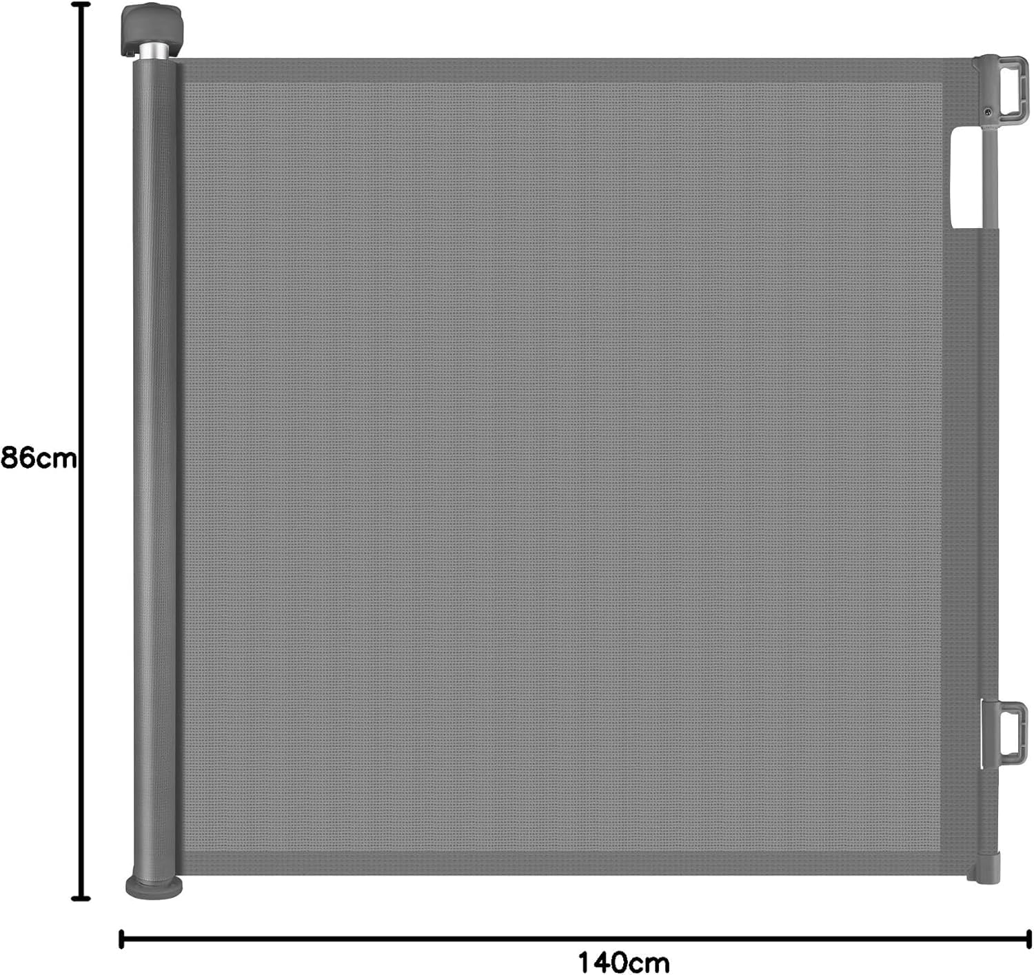 Ausziehbares Treppenschutzgitter (0–140 cm) – Flexibles Sicherheitsrolllo für Babys & Haustiere (Grau, 140 cm)