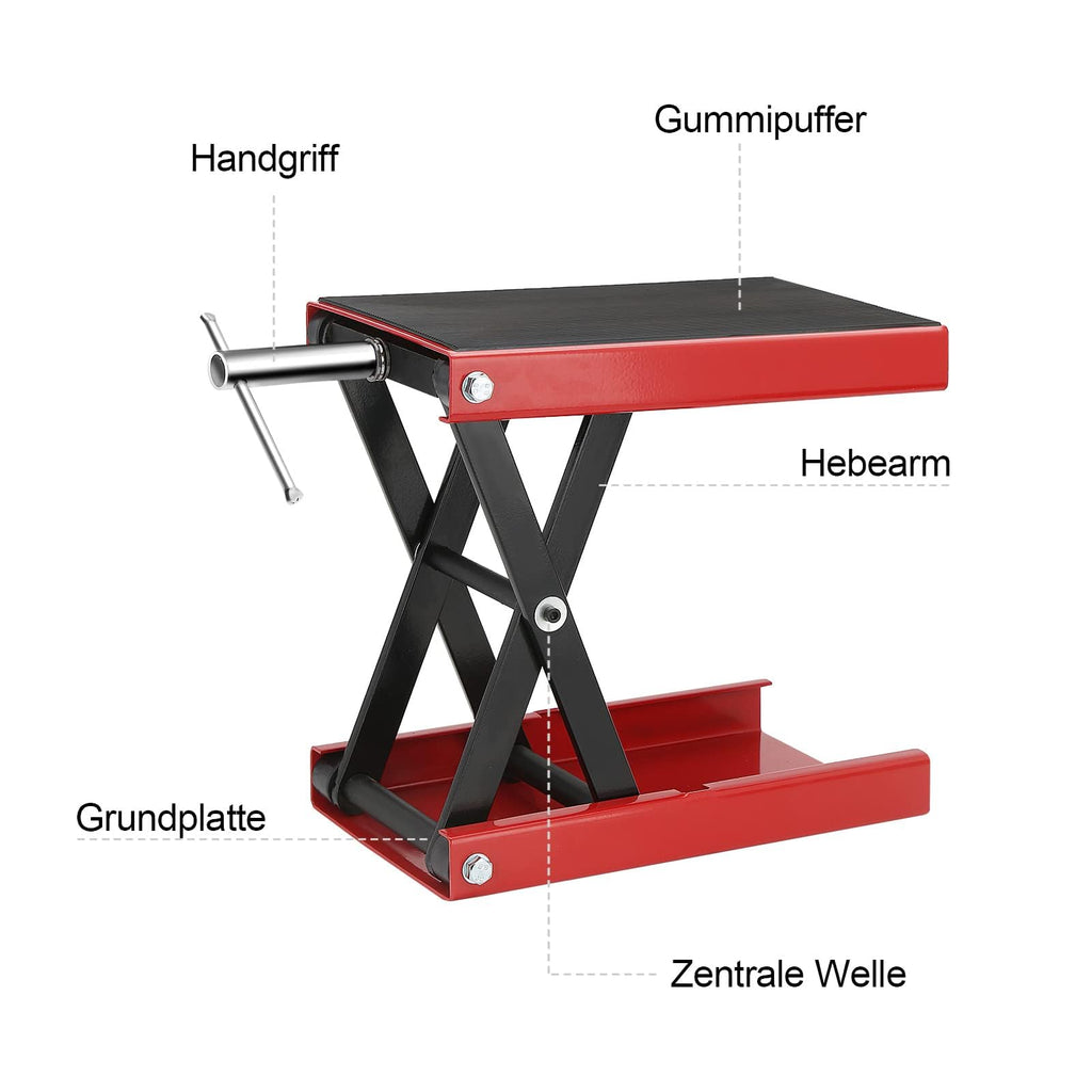 Profi Motorradheber (500 kg) – Robuste Scherenhebebühne in Signalrot für Wartung, Reparatur & Überwinterung