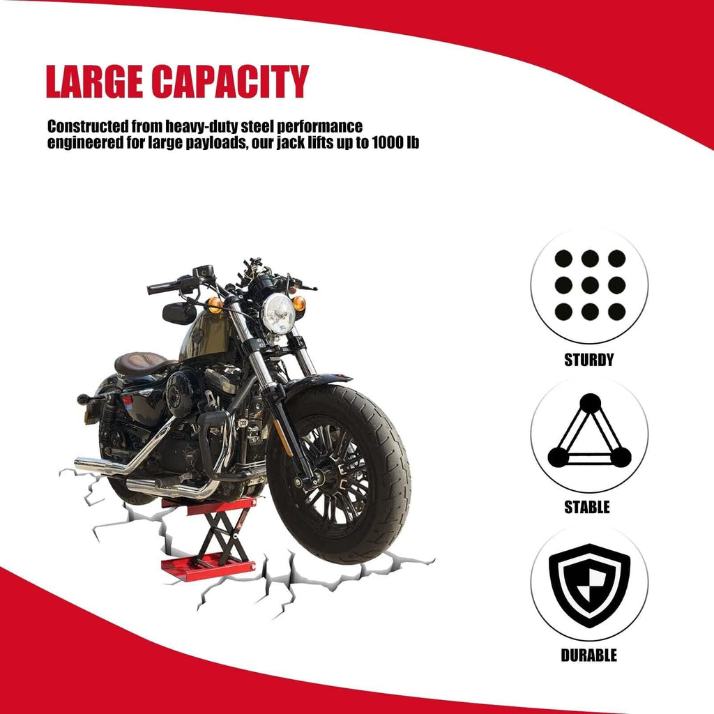 Profi Motorradheber (500 kg) – Robuste Scherenhebebühne in Signalrot für Wartung, Reparatur & Überwinterung